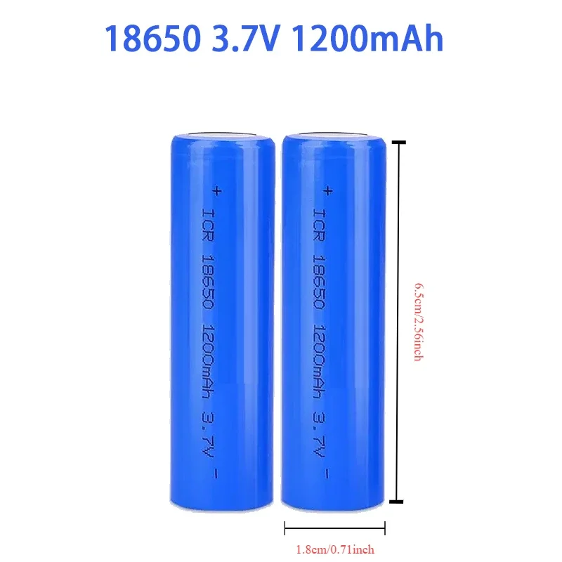 3.7V 18650 1200mAh Li-ion Rechargeable Battery for Lanterns, Flashlights, Doorbells,Fans, Shavers, Solar street light