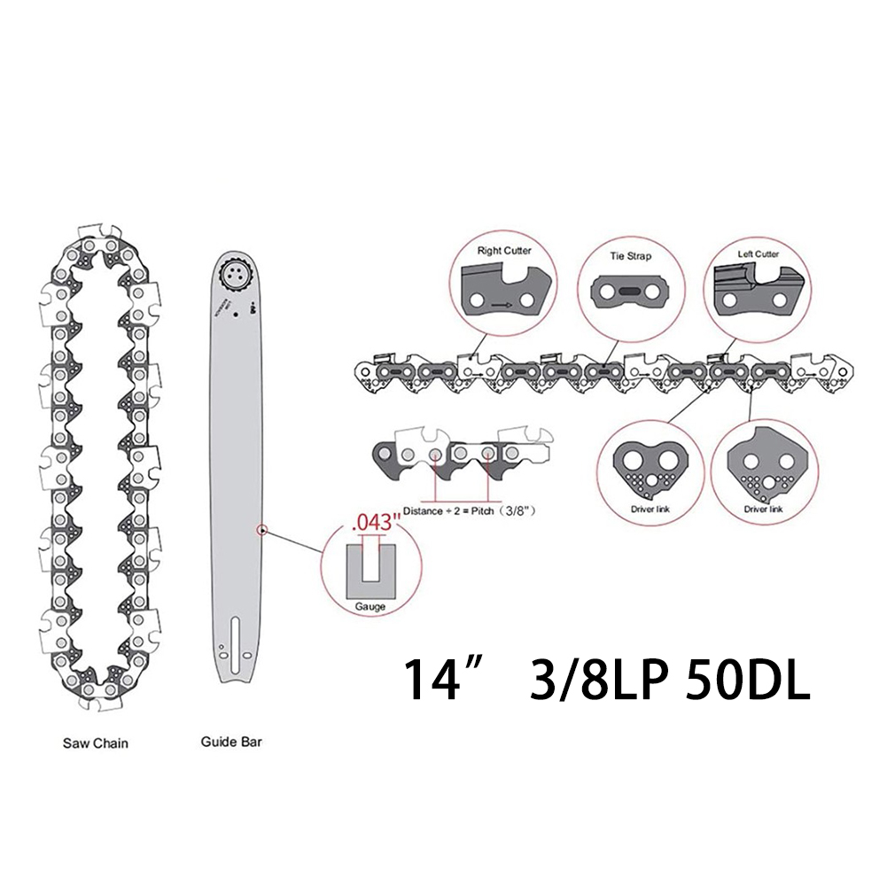 3/8 " lp för stihl 14 -tums motorsågskedja för stihl 017 ms171  ms170 & km-ht  ht130 trädgårdsverktygstillbehör