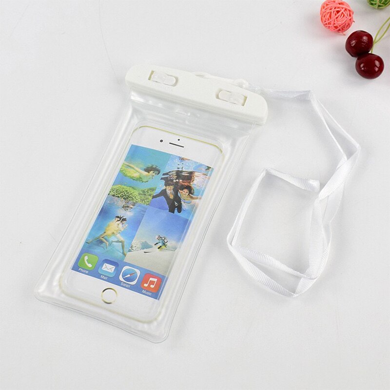 Shellbox Universal Waterproof Bag Swimming Surfing With Airbag Phone Case For Xiaomi iPhone 7 8 11 Pro XS Max X Samsung A71 A51: White