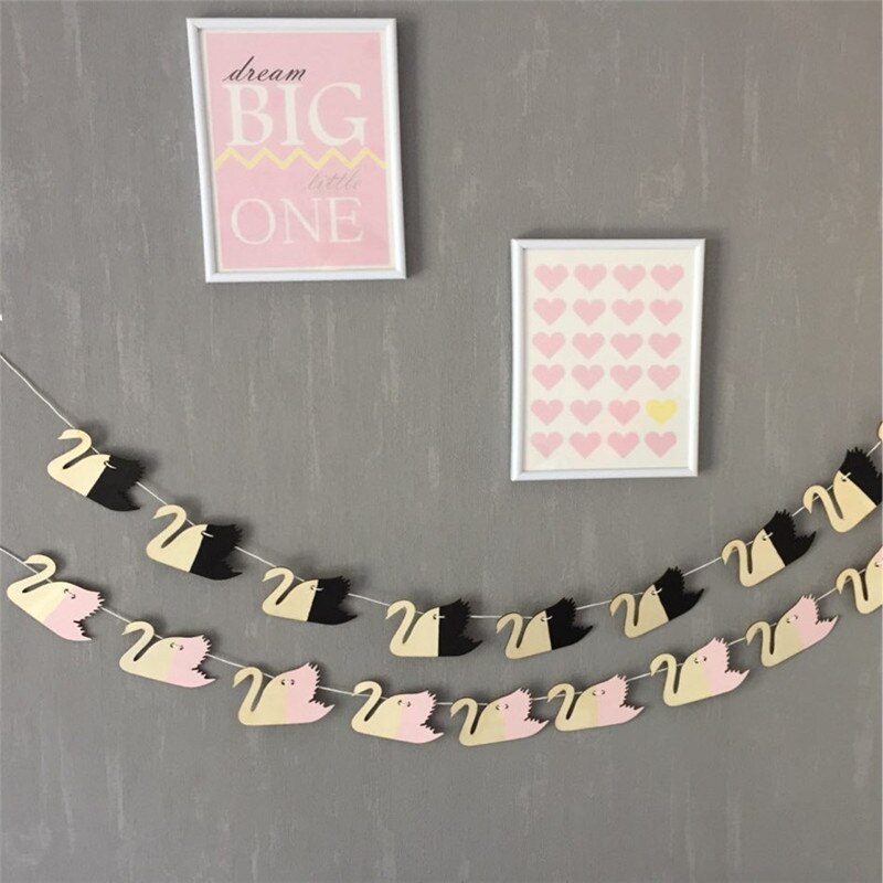 Ins Nordic Macaron Houten Zwaan Decor Banner Pasgeboren Baby Slaapkamer Decoratie Beddengoed Bumpers Kids Party Vlaggen Kids Meisjes