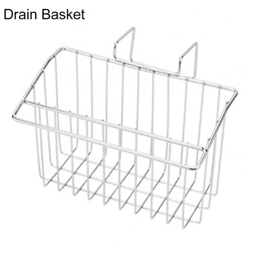 Stainless Steel Wall Mounted Hanging Sink Drain Basket Sponge Soap Holder Rack: Drain Basket