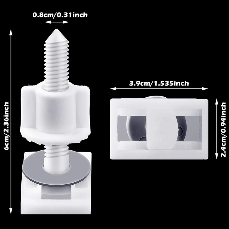 10 Stuks Wit Plastic Toilet Seat Schroeven En Moeren Met Rubberen Ringen, Scharnier Bouten Schroeven Scharnieren Vervangende Onderdelen