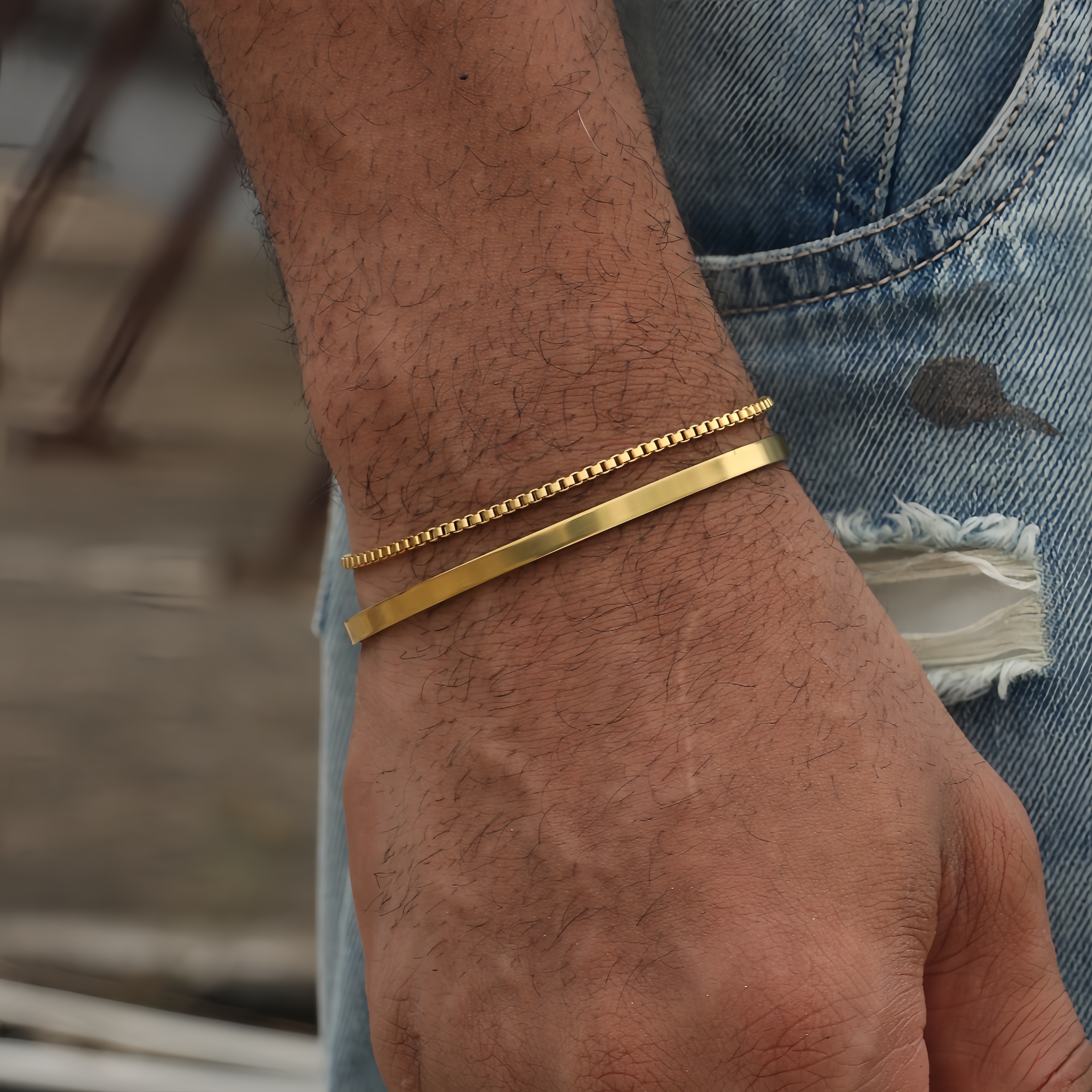 Pulseira de corrente cubana de aço inoxidável de 3mm, acessórios de joias de hip hop de rua masculino, pulseira aberta ajustável