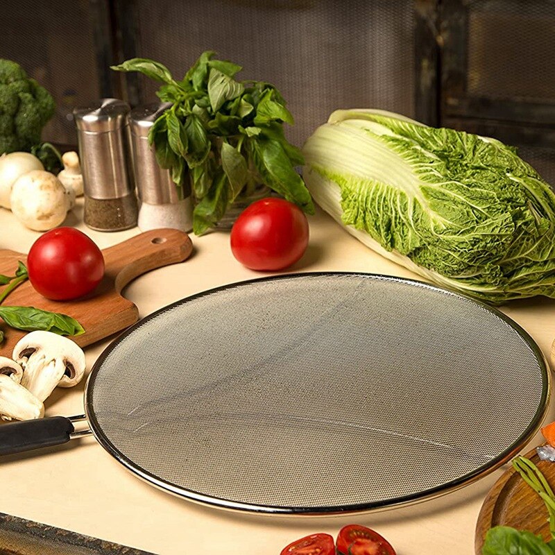 13 Inch Grease Splatter Screen for Frying Pan, Protects Skin From Burns, Splatter Guard for Cooking, Keeps Kitchen Clean