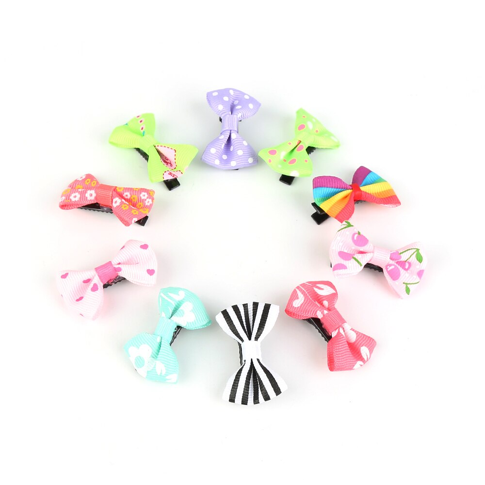 10pcs/pack Mixed Color Bowknot Kids Baby Children Hair Clip Bow Pin Barrette Hairpin Ornament Accessories For Girl