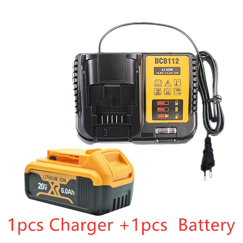100% DCB200 20V 6000mAh replaceable Li-ion battery compatible with Dewalt 18 Volt MAX XR power tools lithium Batteries: Red