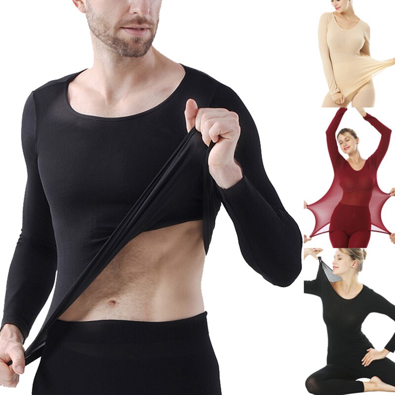 Men Women Self-Heating Thermal Underwear Set Tops + Trousers 37 Degrees Constant Temperature Soft Slim Elastic Thermal Underwear