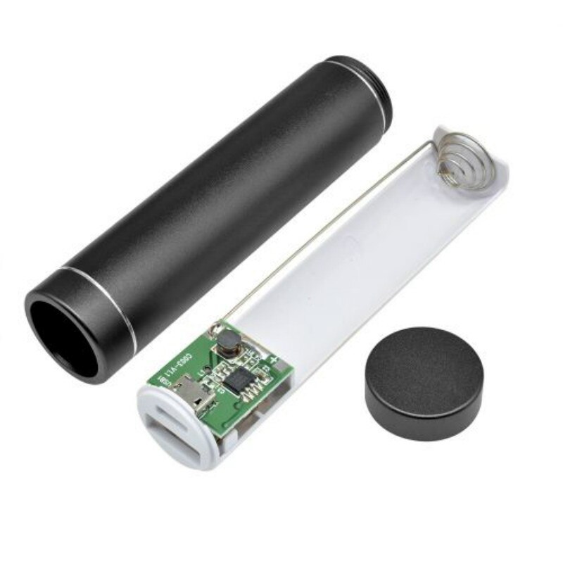 7 Kleuren Metal Power Bank Diy Kit Storage Case Box Gratis Lassen Pak 1X 18650 Batterij 5V 1A usb Externe Lader Smart Telefoon: Black