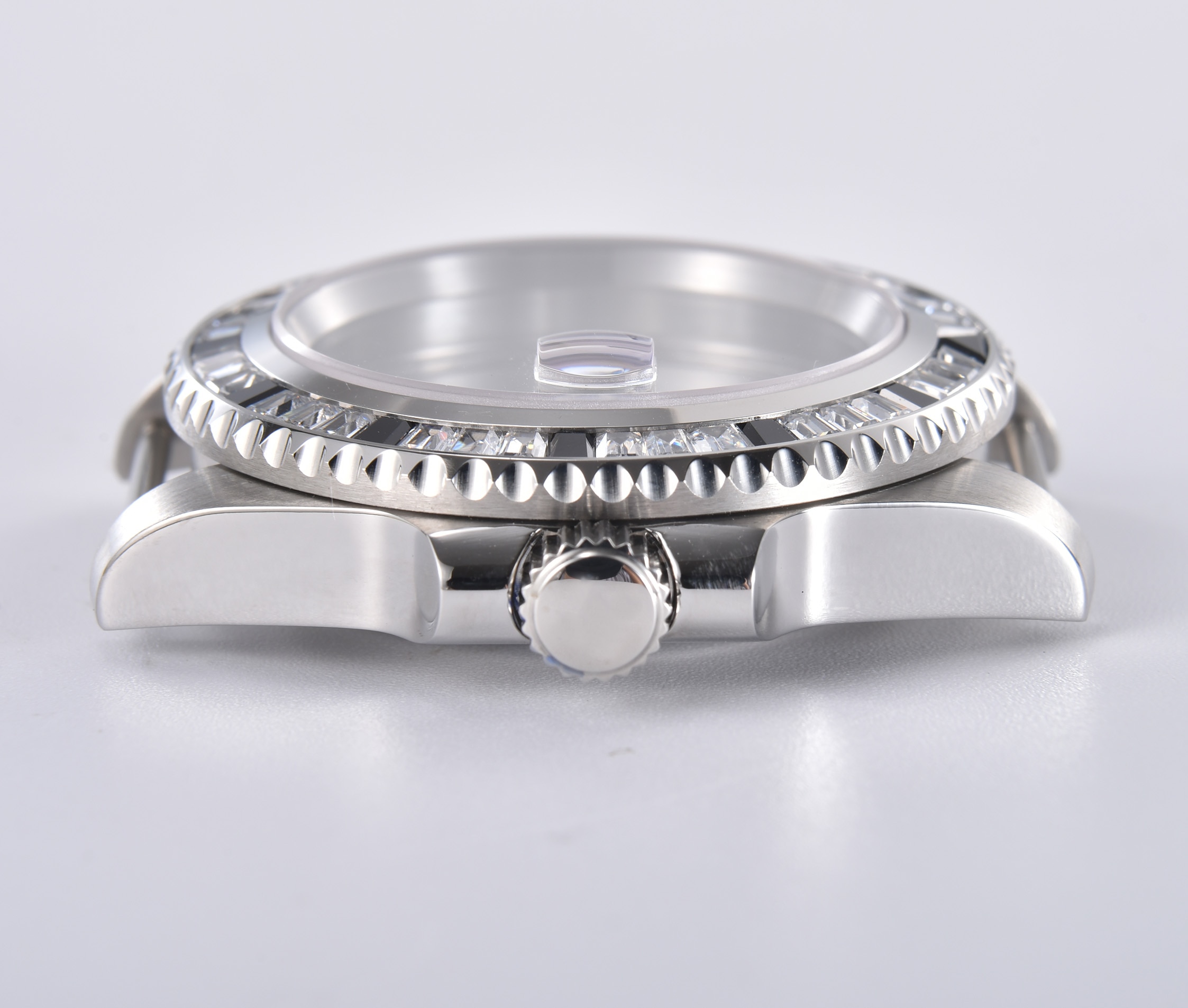 Sapphire Crystal Unidirectional Rotating Crystal Bezel Watch Case Stainless Steel 40mm Men R5