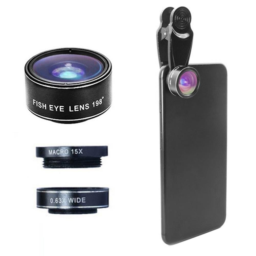 Fisheyelens 198-Graden Fish Eye Groothoek 15X Macro Camera Lenzen Kit Outdoor Travel Voor Iphone &amp; Smart Mobiele telefoon