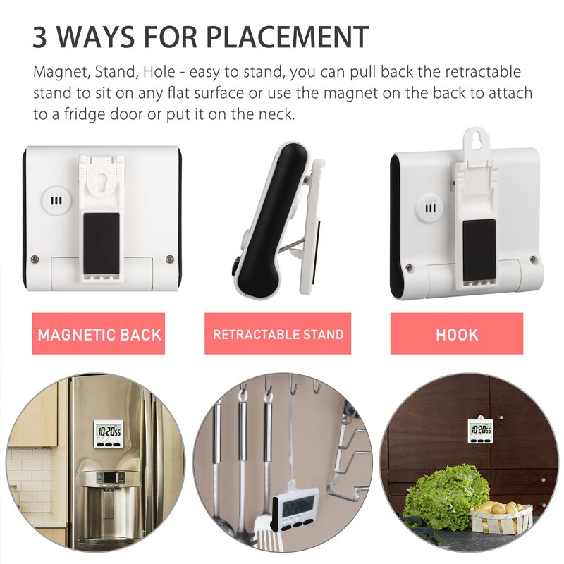 LCD Digital Kitchen Timer 3 Ways Cooking Timer Count-Down/Up Loud Alarm Clock 24h Memory Mode Kitchen Accessories