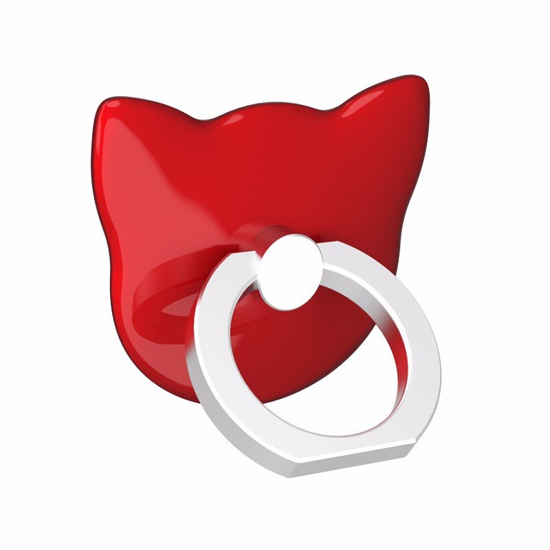 Kattenkop galvaniseren vinger ring houder mobiele telefoon houder telefoonstandaard ringen 360 graden standaard houder voor iphone telefoon ring: Rood