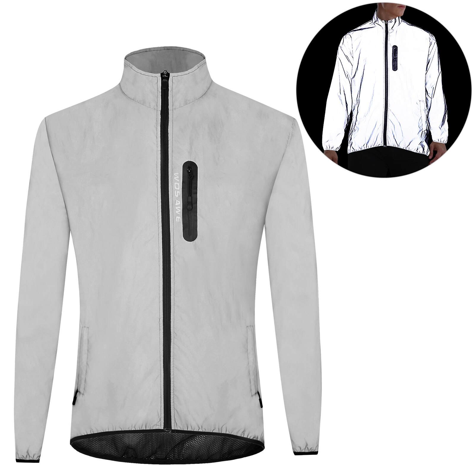 High Visibility Reflective Jacket Coat Waterproof Windproof Outdoor Night Sports Running Cycling Jacket Light-reflecting jacket