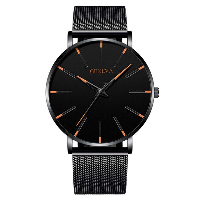 Minimalistische Mannen Mode Ultra Dunne Horloges Eenvoudige Mannen Business Roestvrijstalen Gaas Riem Quartz Horloge Relogio Masculino: W bk--Black rose