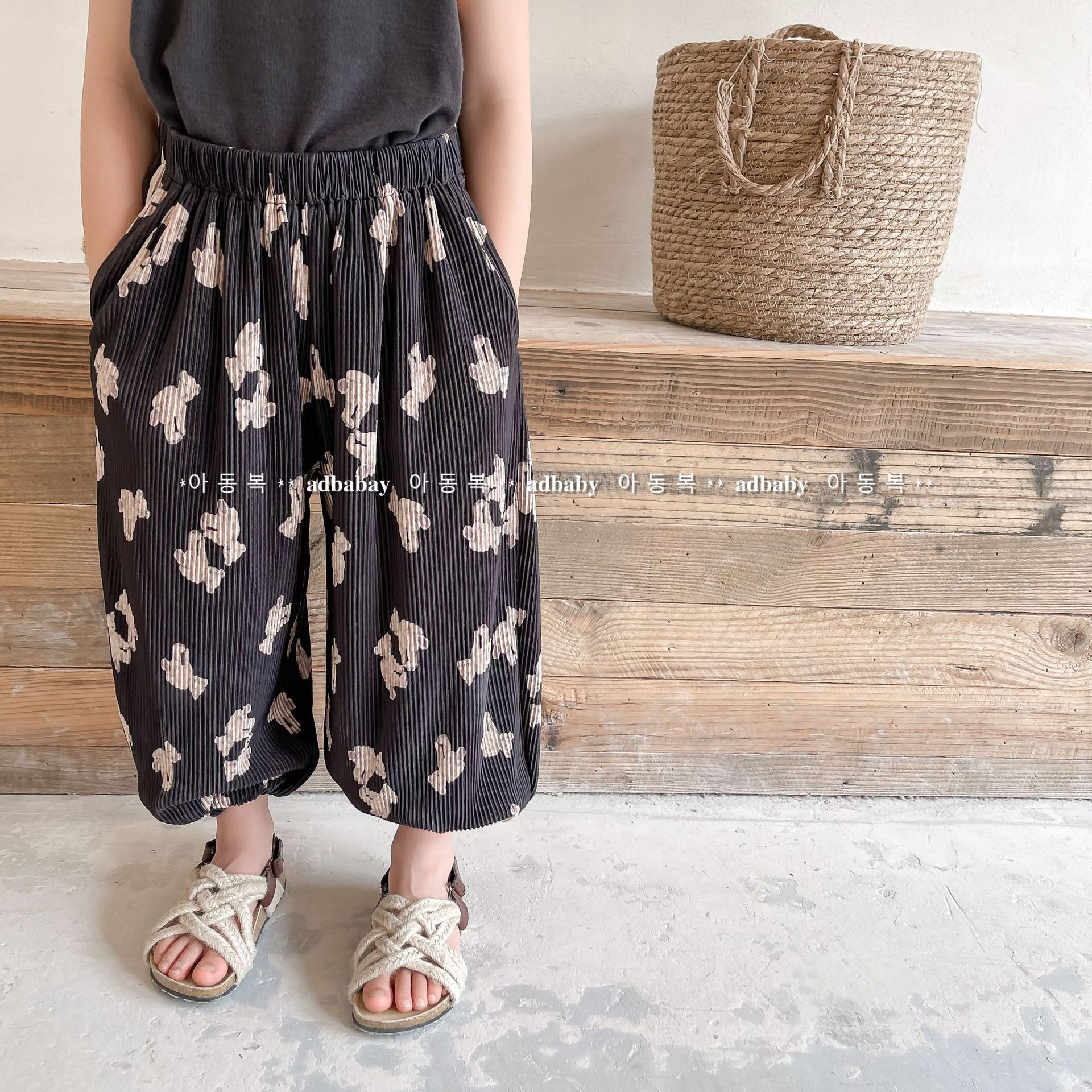 2022 Summer Children Trousers Cute Bear Print Girls Mosquito Pants Thin Cotton Kids Harem Pants Baby Pants Boys Casual Pants