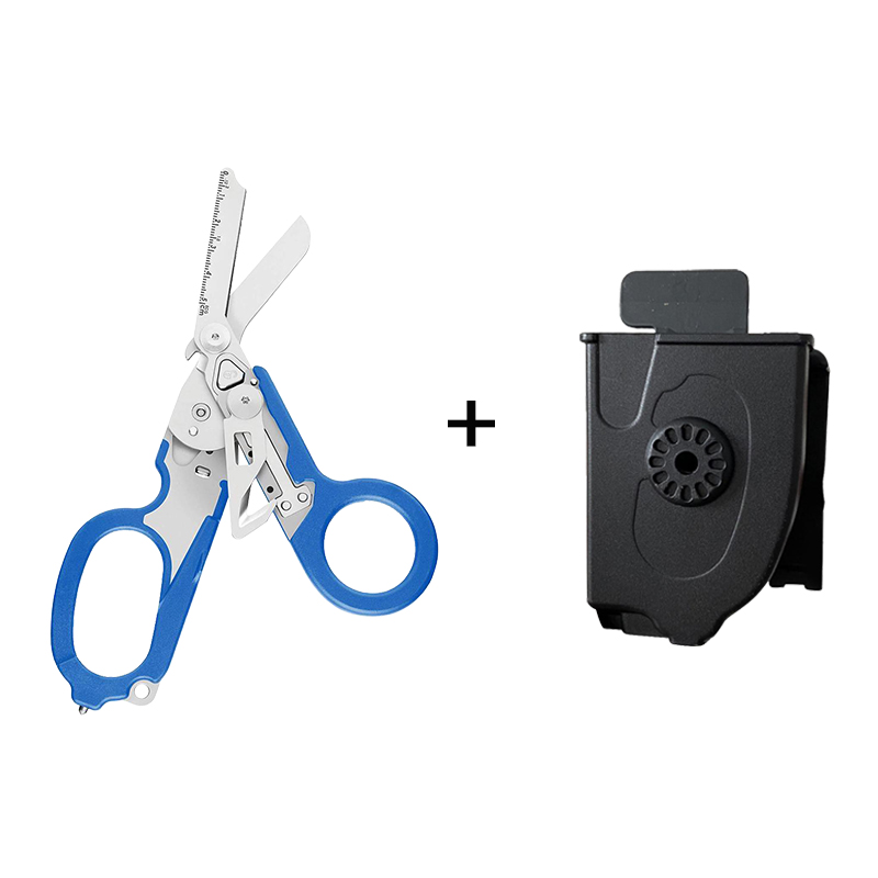 Multifunções raptor 6 in1 raptor tesoura de resposta emergência com alça cortador e disjuntor de vidro cinta preta cortador de segurança martelo: blue with case