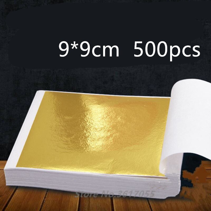 500 stk 9 x 9cm kunsthåndværkspapir imitation guldsplinter kobberblade ark foliepapir til forgyldning gør-det-selv håndværksindretning til hjemmet