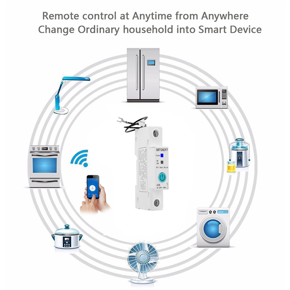 WiFi circuit breaker Smart din rail switch timer remote control voice control Alexa and google for Smart Home no meter