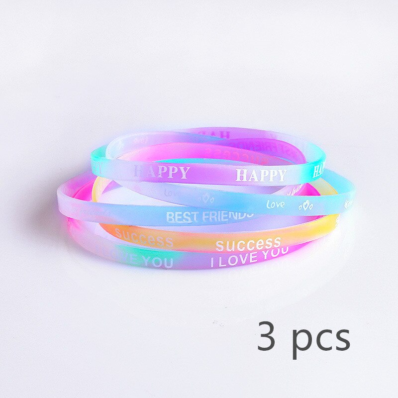 1 Pcs Fluorescent Rubber Fitness Wristband Bracelet Souvenir Silicone Sports Bracelet Best Friend Volleyball: 3 pcs