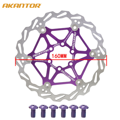 AKANTOR-Rotos de freno de refrigeración para bicicletas, bicicletas de carretera Mtb, acero inoxidable ultralig, rotor flotante, 160 mm, 180 mm, 203 mm: YELLOW