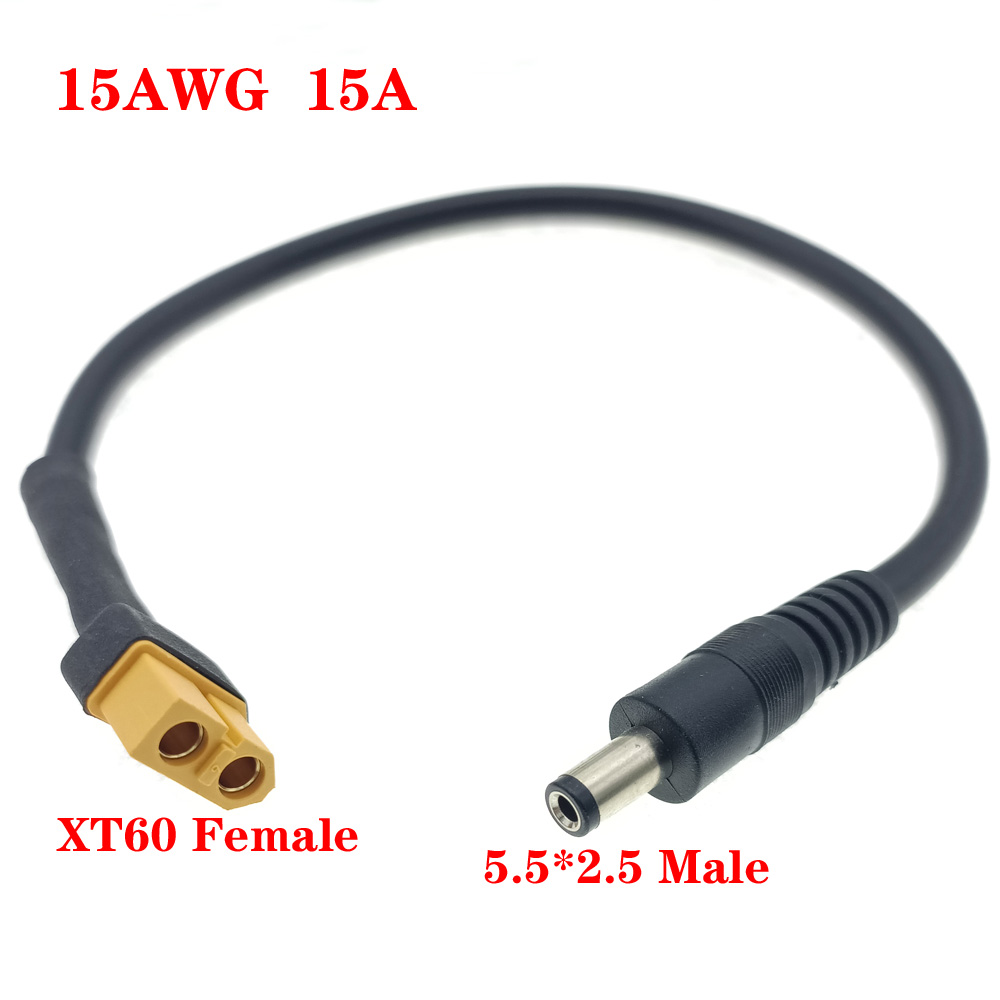 1 Uds 10A Ultra-suave XT60 conector macho hembra a DC 5525/DC5521 Cable de alimentación para reparación de campo multirotor Fly FPV aplicar: Blanco