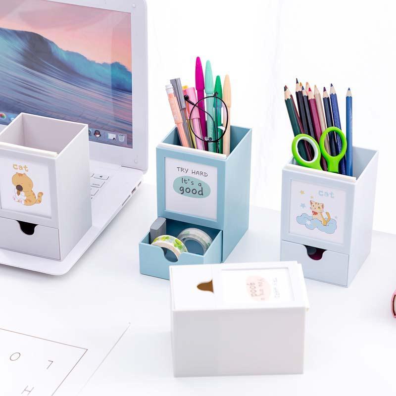 Multi-funktion Stift Halfter Schreibtisch Kuli Veranstalter Schublade Schreibwaren Bleistift Ständer Kunststoff machen-hoch Pinsel Halfter Organizer Lagerung Kasten