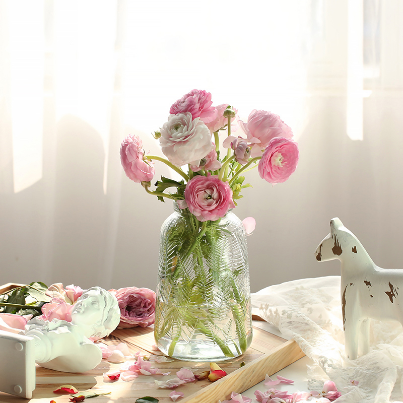 Maceta de estilo nórdico para decoración del hogar, Mini florero de vidrio, decoración transparente para sala de estar, romántico francés