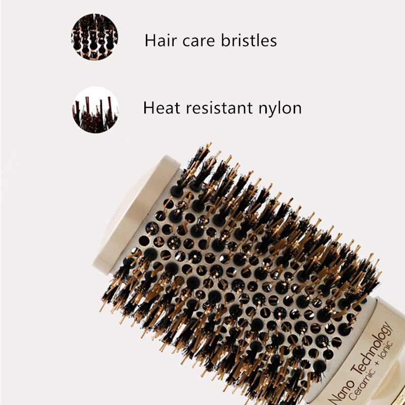 Fnlune salon styling værktøjer rundt hår kam frisør krølle hår børster kam keramisk jern tønde kam 20#826