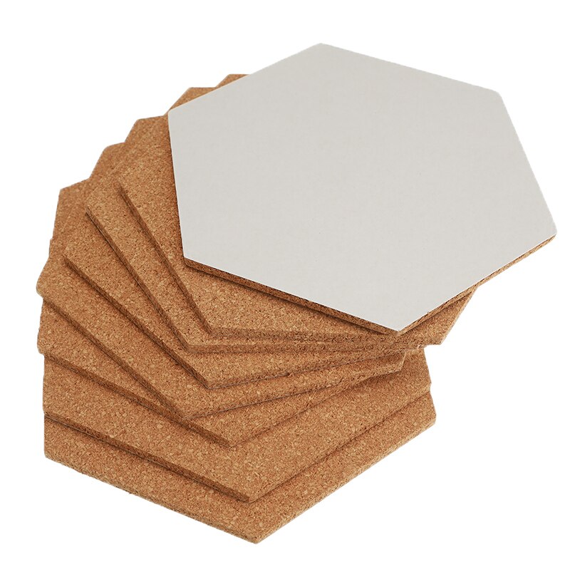 8/16/24 Pcs Self-Adhesive Cork Board Tiles Office Home Wood Photo Background Hexagon Stickers Wall Message Bulletin Boards
