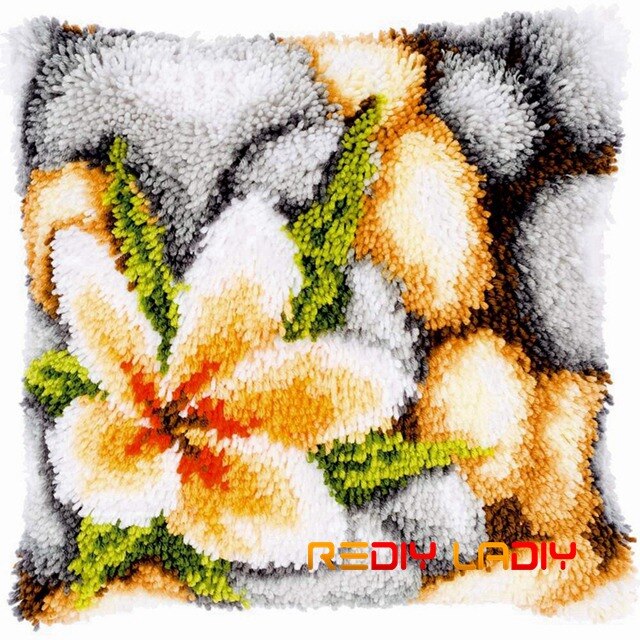 3D Klink Haak Kussen Kits De Orchidee Bloemen Diy Handwerken Haken Kleed Kits Garen Handgemaakte Onvoltooide Borduren Kussensloop: BZ445