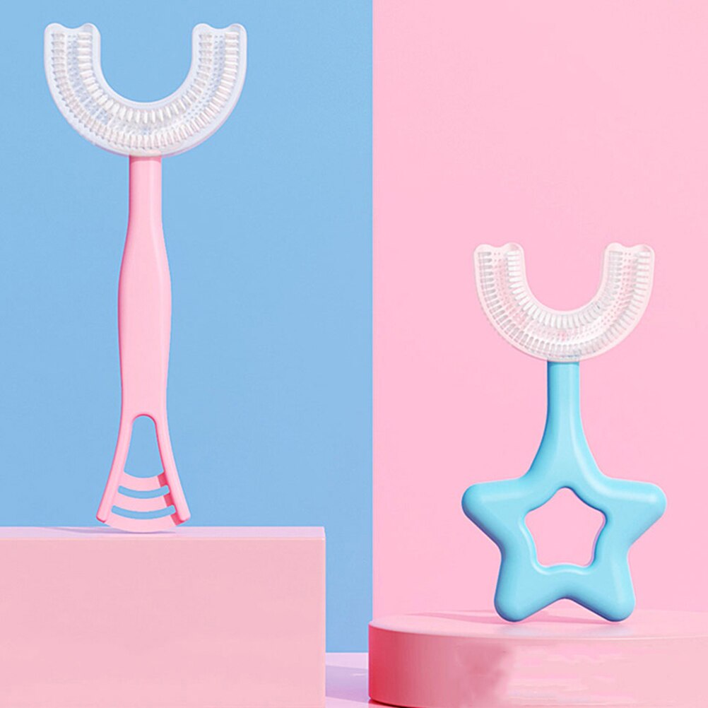 Spazzolino da denti per pulizia orale per bambini in Silicone a forma di U manuale da 4 pezzi