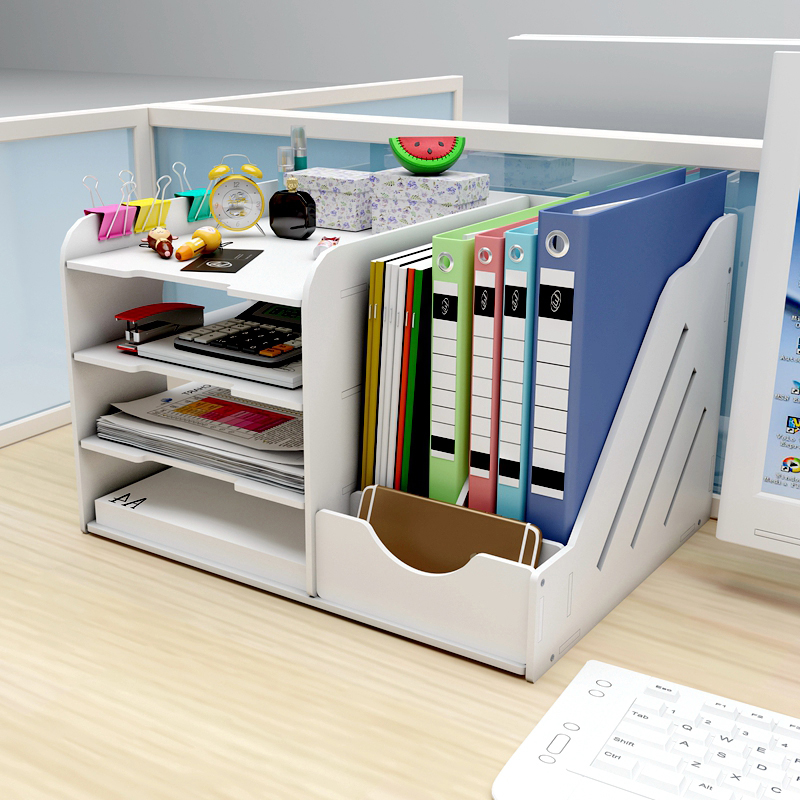 Organizador de revistas DIY, archivador de libros, caja de almacenamiento de revista de escritorio multifunción, accesorios de escritorio, oficina, hogar, suministros para el colegio
