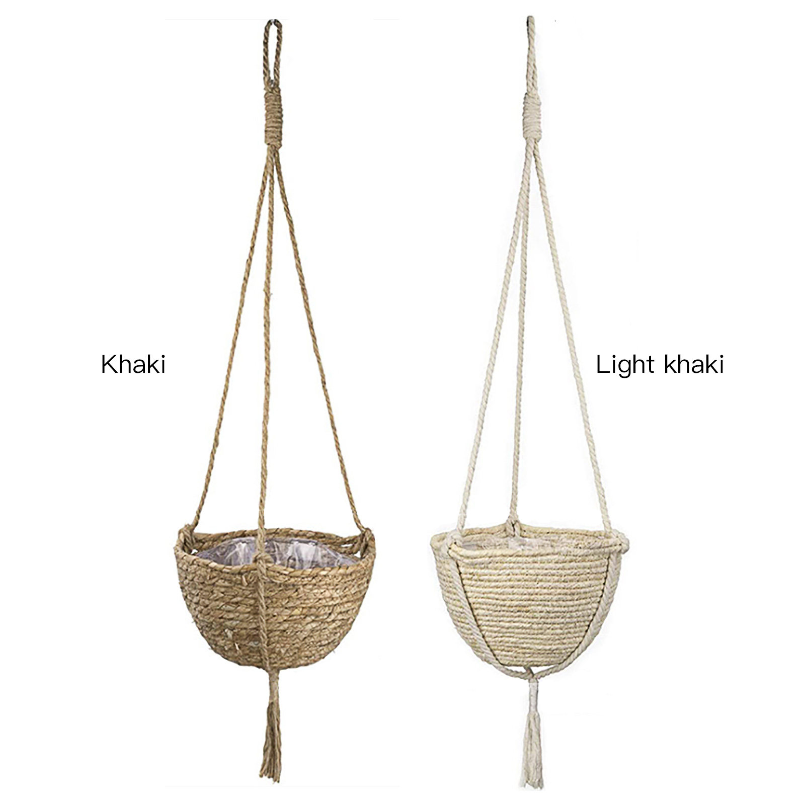 Macetas colgantes tejidas de algas marinas, cesta tejida a mano para jardín interior, decoración de jardín, maceta colgante de pared