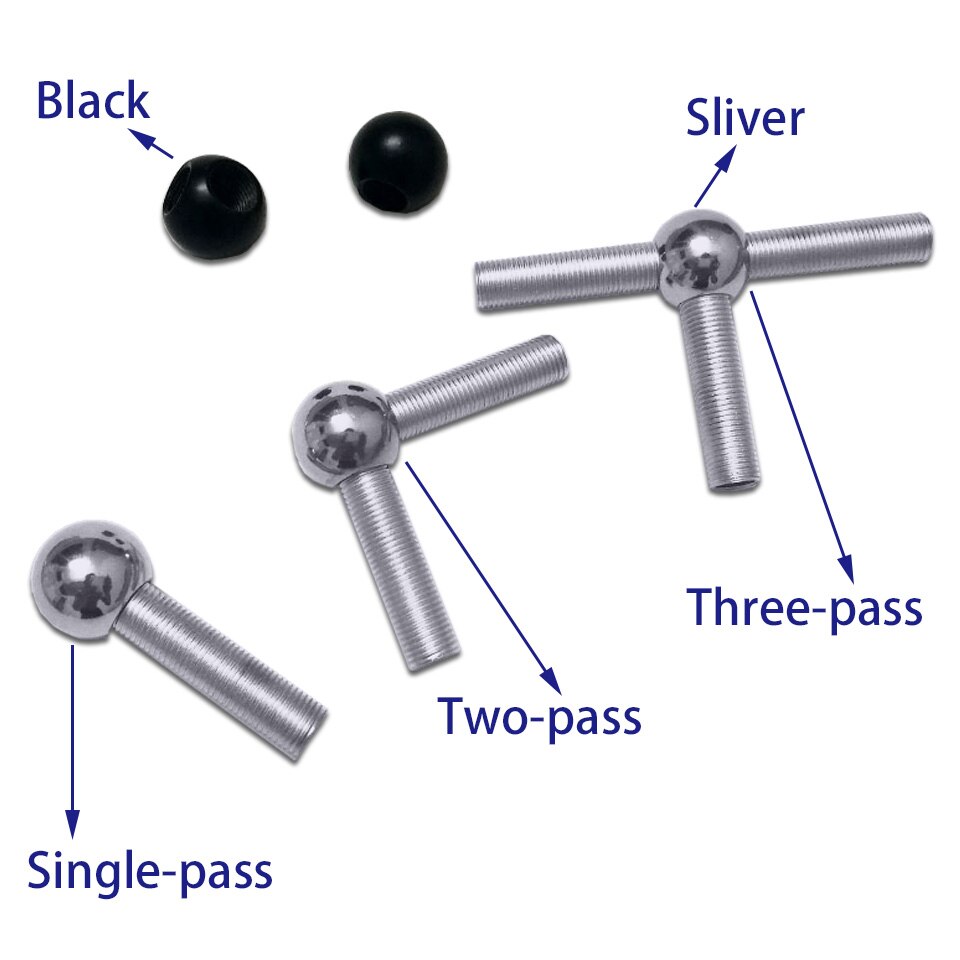 2pcs Internal tooth M10 ball adapter single-pass two-pass three-pass chrome round decorative bald nut dental tube plug