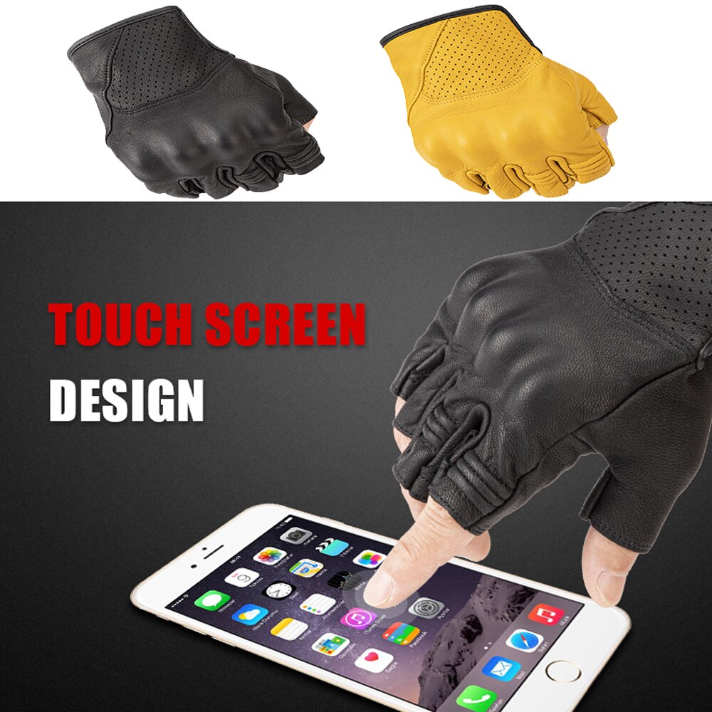 Motorcycle Leather Gloves Half Finger Gloves Non-slip Breathable Motorcycle Clothing Fingerless Gloves