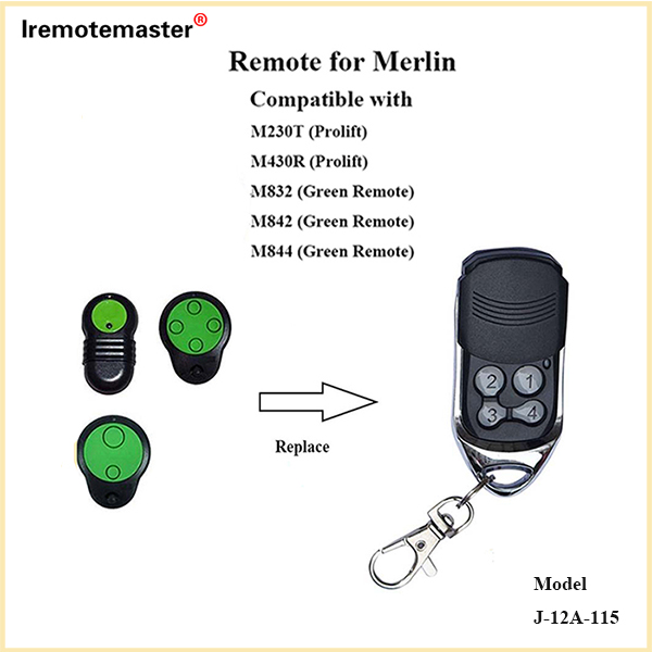 Garage Door Remote Control for Merlin M832 M842 M844 230t 430r Gate Door Remote Replacement 433.92mhz Rollling Code: grey