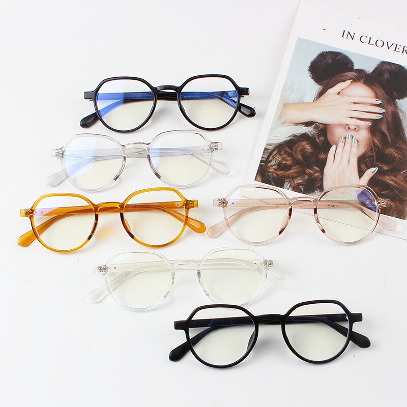 tr90 irregular small round frame anti-blue glasses with myopia light glasses frame plain glasses