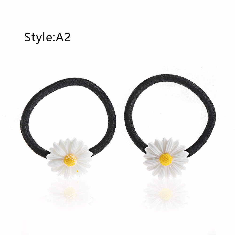 Mini coletero con de margaritas para niña y mujer, accesorio elástico para el cabello, 2 unidades: A2