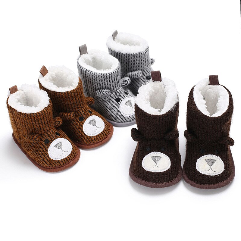 Botas de inverno do bebê infantil da criança recém-nascido bonito dos desenhos animados urso sapatos meninas meninos primeiros caminhantes quente snowfield booties boot