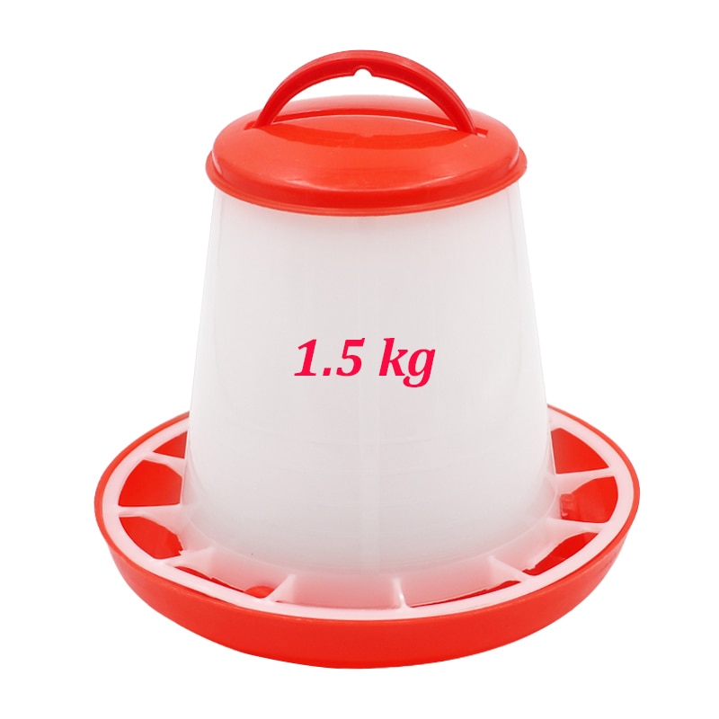 1.5kg Chicken Feeder Bucket Poultry Food Feeding Tools Chicken Chick Hen Poultry Lid Handle Pail Feeding Watering Supplies