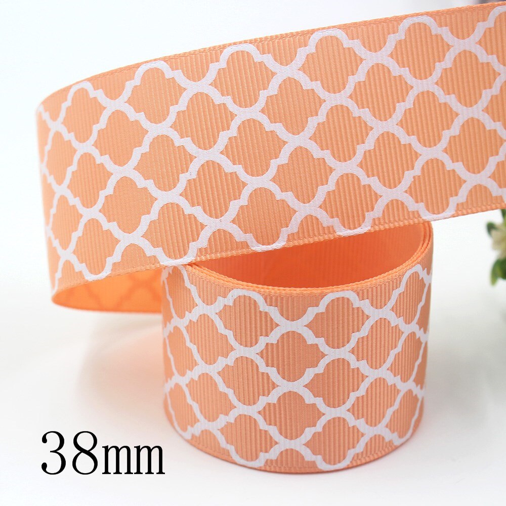 1-1/2 ''38mm 10yds Geometrische patronen Thermische overdracht Gedrukt grosgrain Linten, boog cap accessoires decoraties, I-191121-2534