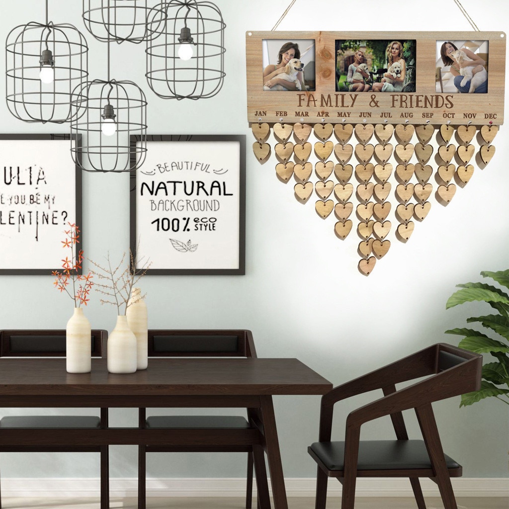 Wood Birthday Reminder Board Birch Ply Plaque Sign DIY Calendar Accessories Hook Special Dates Planner Board Hanging Decor