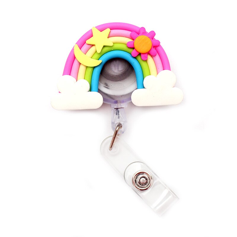 5 Colors Rainbow Retractable Plastic Badge Holder Reel Student Nurse Exhibition Enfermera Girl Name Card Chest Card
