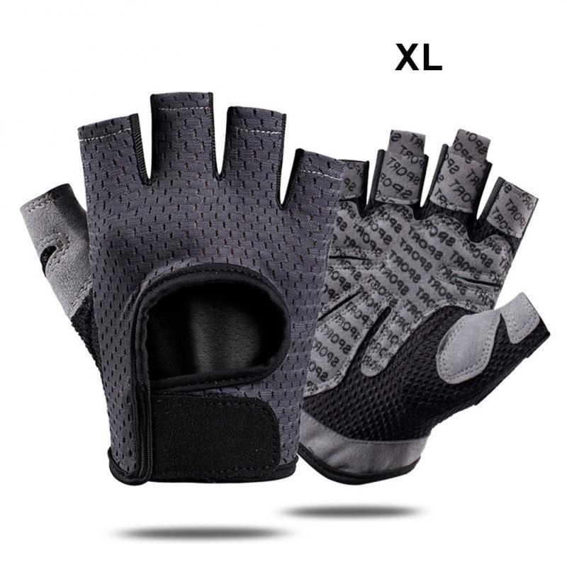 Outdoor sporthandschoenen, fietshandschoenen voor mannen en vrouwen, halfvingerige antislip, schokabsorberend, ademend, geschikt voor fitness en de fiets.: Grijs / S
