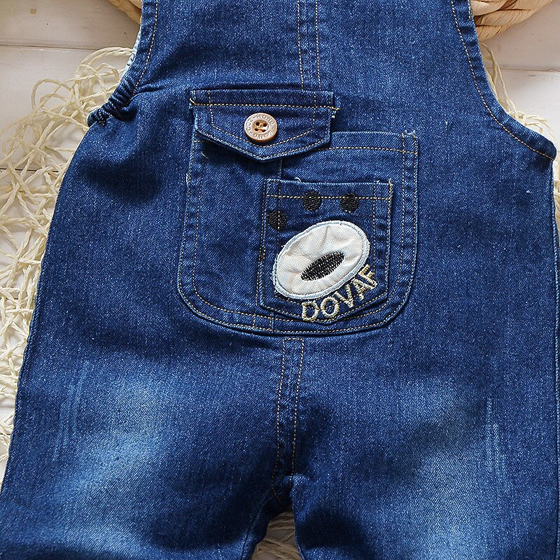 DIIMUU 1 2 3 Years Toddler Boys Long Pants Baby Denim Overalls Dungarees Kids Boy Jeans Jumpsuit Boys Bottoms Trousers Clothing
