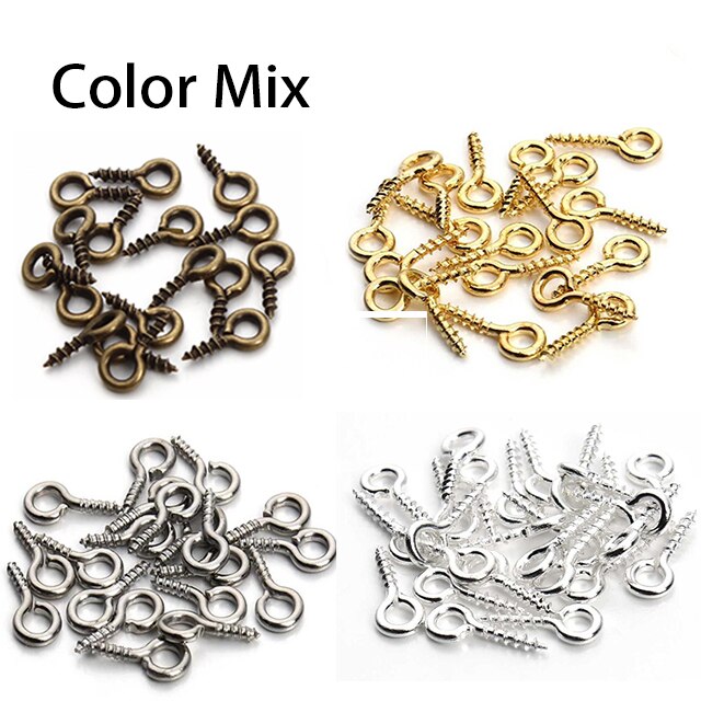 Mini alfileres con ojetes de Metal, 100 Uds., ganchos para los ojos, ojales, cierres de tornillo, accesorios de joyería para DIY: 1F256MI4X8