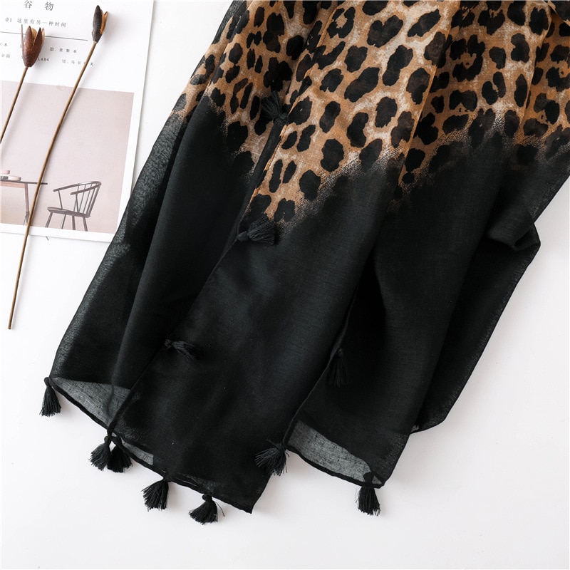 Kvinder gradient leopard print tørklæde blød temmelig stor 180*100cm leopard stjal tynde varme store sjaler cachecol wraps