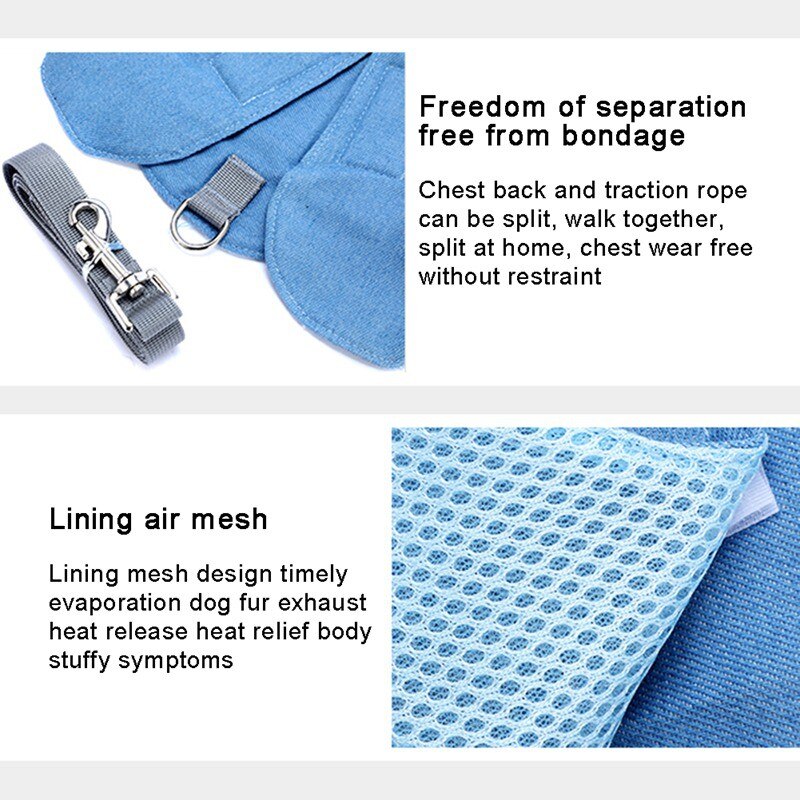 Aircraft Type Anti-leakage Breathable Small Dog Chest Harness Traction Rope Camisole Style Rope Walking Polyester + Mesh S-XL