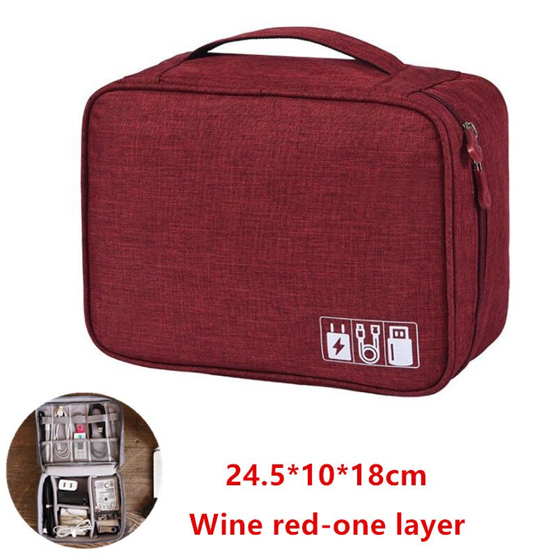 Bolsa de documentos de gran capacidad, Cartera de pasaporte de viaje, organizador de tarjetas, negocio de los hombres, paquete de almacenamiento impermeable, artículo de accesorios para el hogar: Wine red-one layer