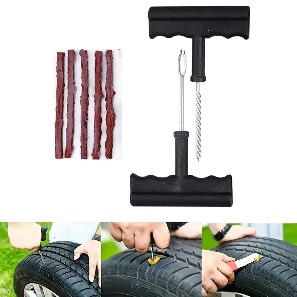 Auto Reifen Reparatur Werkzeug Set Gummi Streifen Werkzeug Für Motorrad Tubeless Reifen Punktion Schnelle Reparatur Kit Outdoor Fahrzeug Erste Hilfe: Black